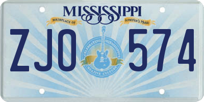 MS license plate ZJO574