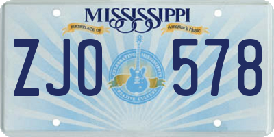 MS license plate ZJO578