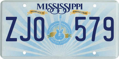 MS license plate ZJO579