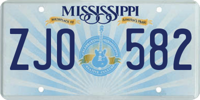 MS license plate ZJO582