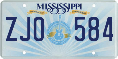 MS license plate ZJO584