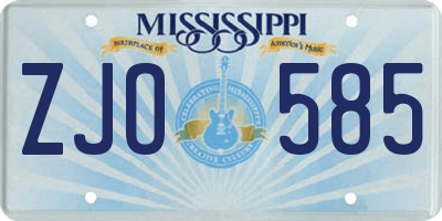 MS license plate ZJO585