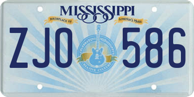 MS license plate ZJO586
