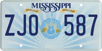 MS license plate ZJO587