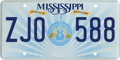 MS license plate ZJO588