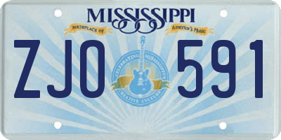 MS license plate ZJO591