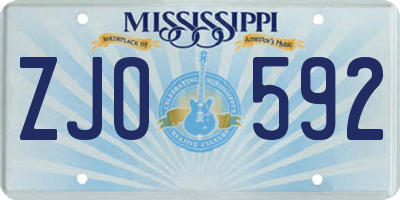 MS license plate ZJO592