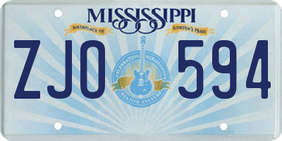 MS license plate ZJO594
