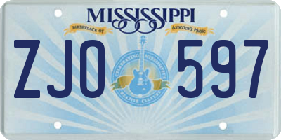 MS license plate ZJO597