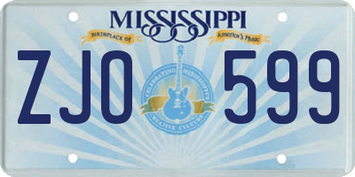 MS license plate ZJO599