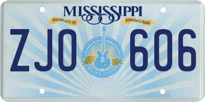 MS license plate ZJO606