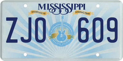MS license plate ZJO609