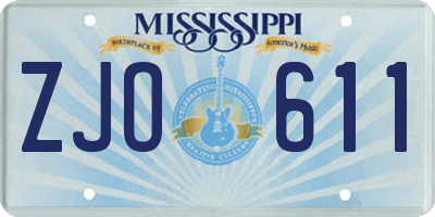 MS license plate ZJO611