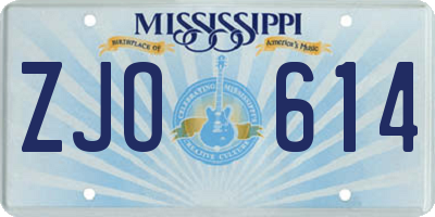 MS license plate ZJO614