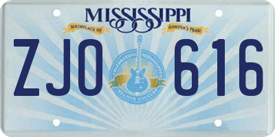 MS license plate ZJO616