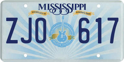 MS license plate ZJO617