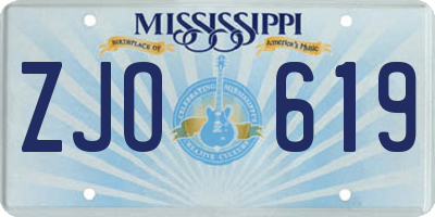 MS license plate ZJO619