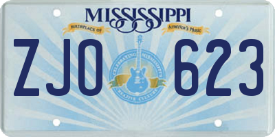 MS license plate ZJO623