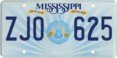 MS license plate ZJO625
