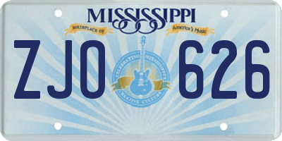 MS license plate ZJO626