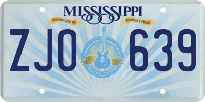 MS license plate ZJO639