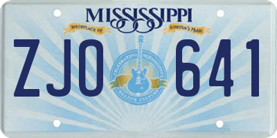 MS license plate ZJO641