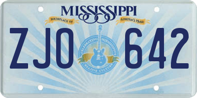 MS license plate ZJO642