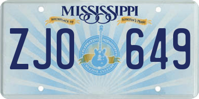 MS license plate ZJO649