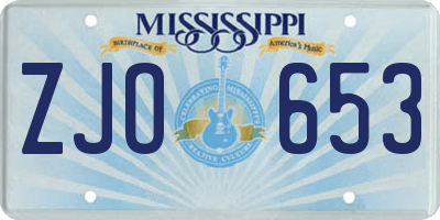 MS license plate ZJO653