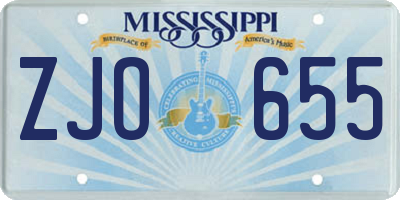 MS license plate ZJO655