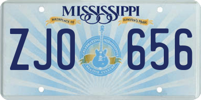 MS license plate ZJO656