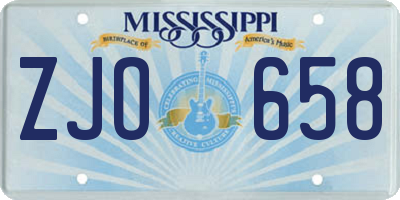 MS license plate ZJO658
