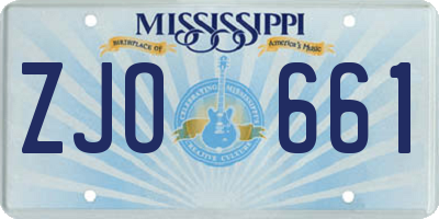 MS license plate ZJO661