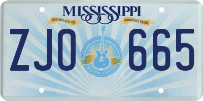MS license plate ZJO665