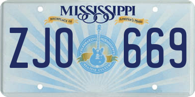 MS license plate ZJO669