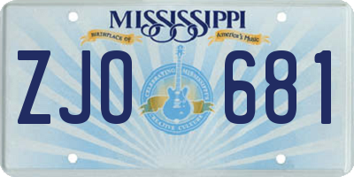 MS license plate ZJO681