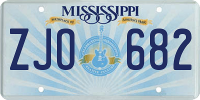 MS license plate ZJO682