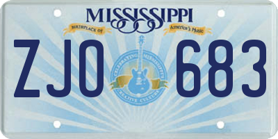 MS license plate ZJO683