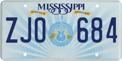 MS license plate ZJO684