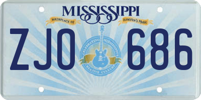 MS license plate ZJO686