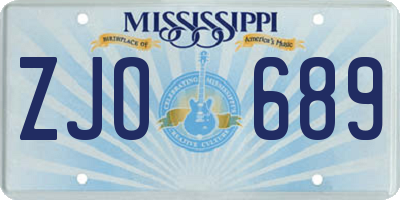 MS license plate ZJO689