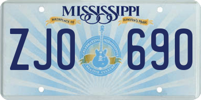 MS license plate ZJO690
