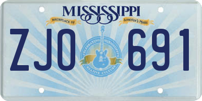 MS license plate ZJO691