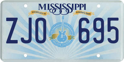 MS license plate ZJO695