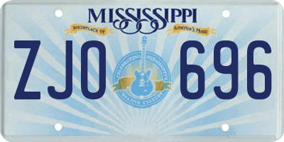 MS license plate ZJO696