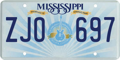 MS license plate ZJO697