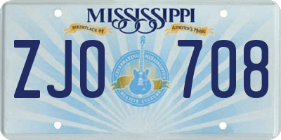MS license plate ZJO708
