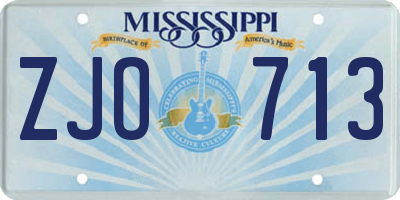 MS license plate ZJO713