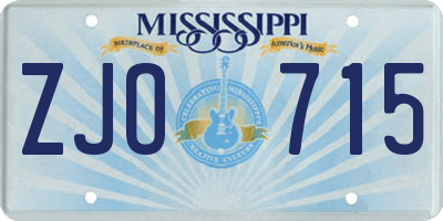 MS license plate ZJO715