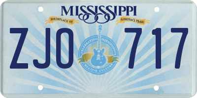 MS license plate ZJO717
